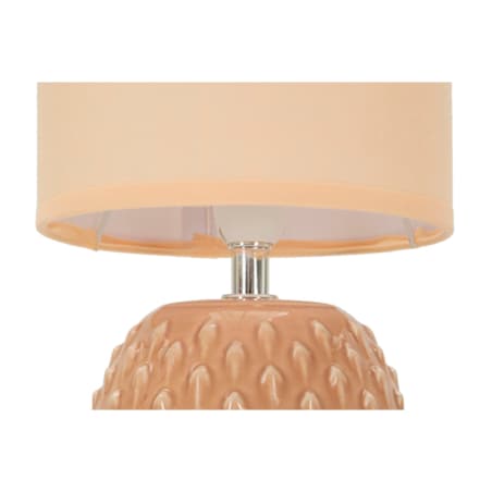 Lampa stołowa Pontus, kolor brzoskwiniowy, ceramika, żelazo i tkanina, 14 x 14 x 27 cm, 1 x E14, styl nowoczesny, do salonu i sypialni, Mauro Ferretti