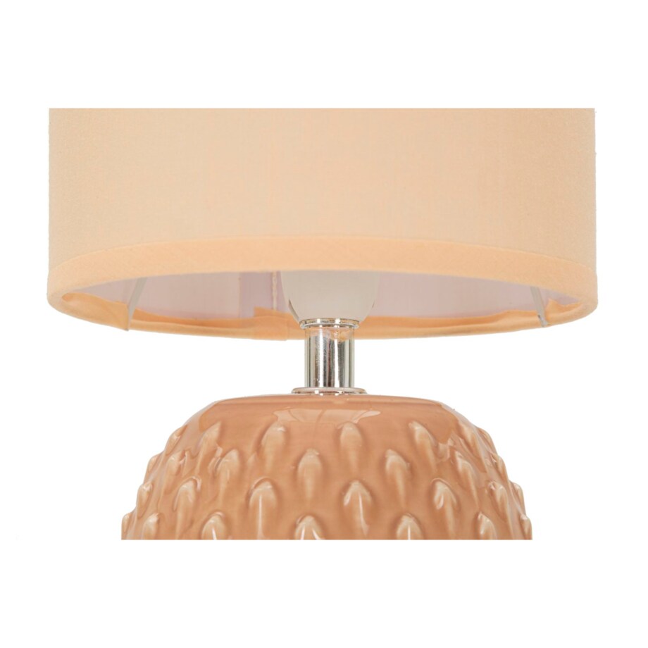 Lampa stołowa Pontus, kolor brzoskwiniowy, ceramika, żelazo i tkanina, 14 x 14 x 27 cm, 1 x E14, styl nowoczesny, do salonu i sypialni, Mauro Ferretti