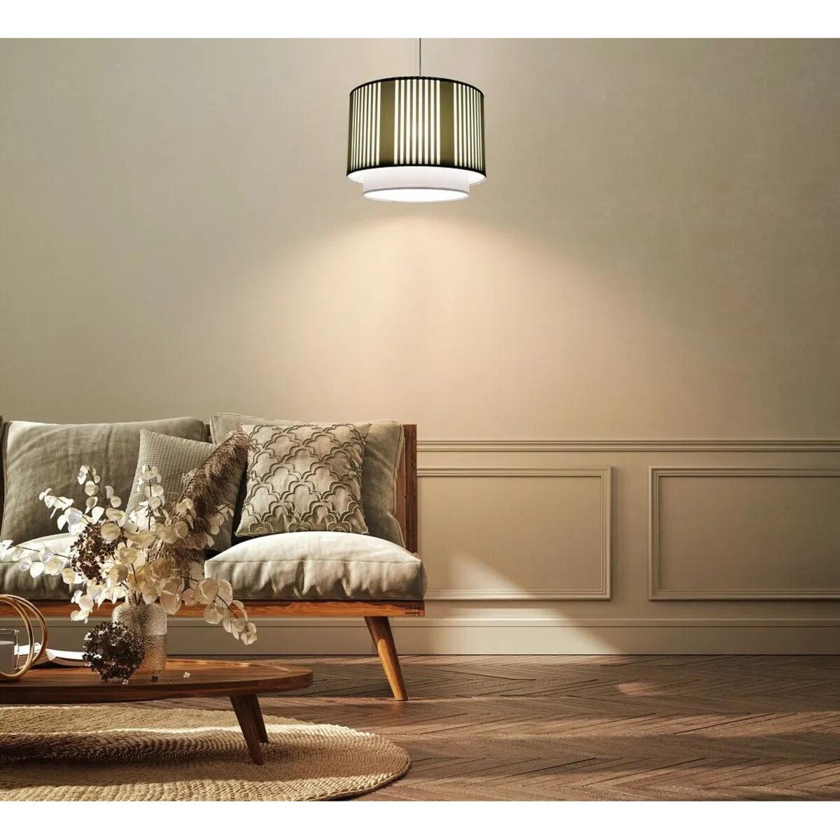 Lampa wisząca DUO LAMI LINE 50 zielona/kremowa