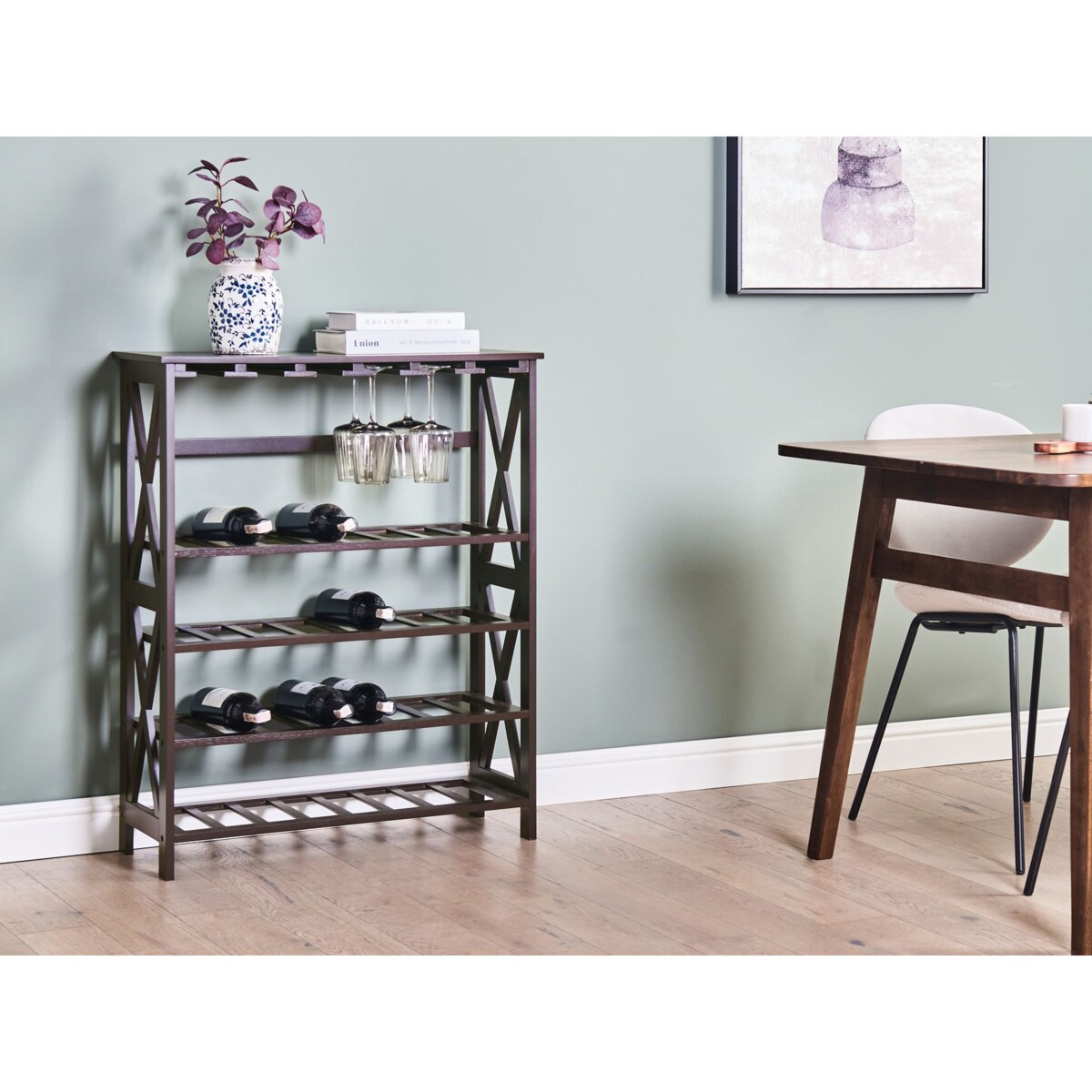 Stojak na wino ROTHESAY 90 cm Ciemnobrązowy