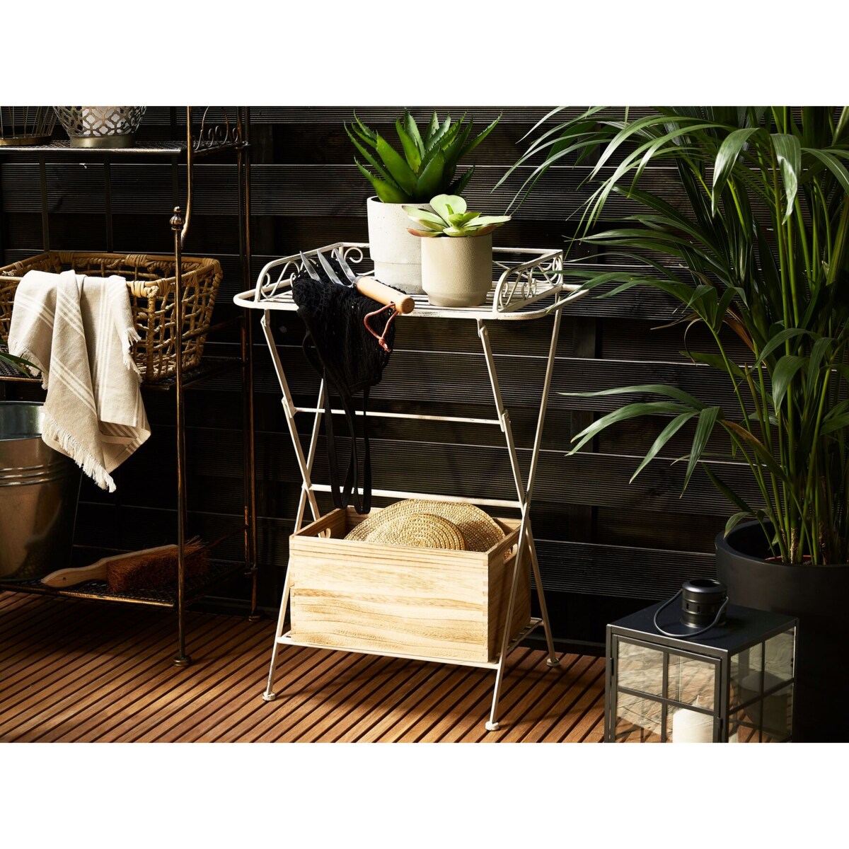 Stolik pomocniczy metalowy biały ANCUD