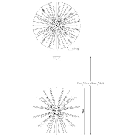 LAMPA wisząca URCHIN P0491-09C-F7DY Zumaline metalowa OPRAWA designerska gwiazda sople ZWIS złoty