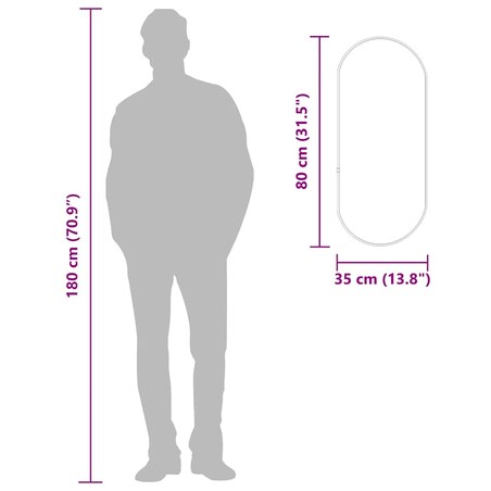 vidaXL Lustro ścienne, czarne, 80x35 cm, owalne