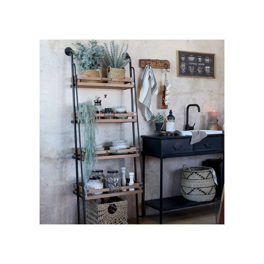 Regał - drabina z półkami, mocowanie do ściany 179,5x70x38 cm