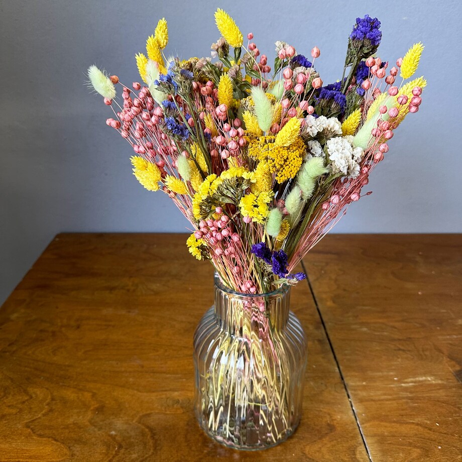 Zestaw suszonych kwiatów do wazonu Spring - zatrwian, phalaris, krwawnik