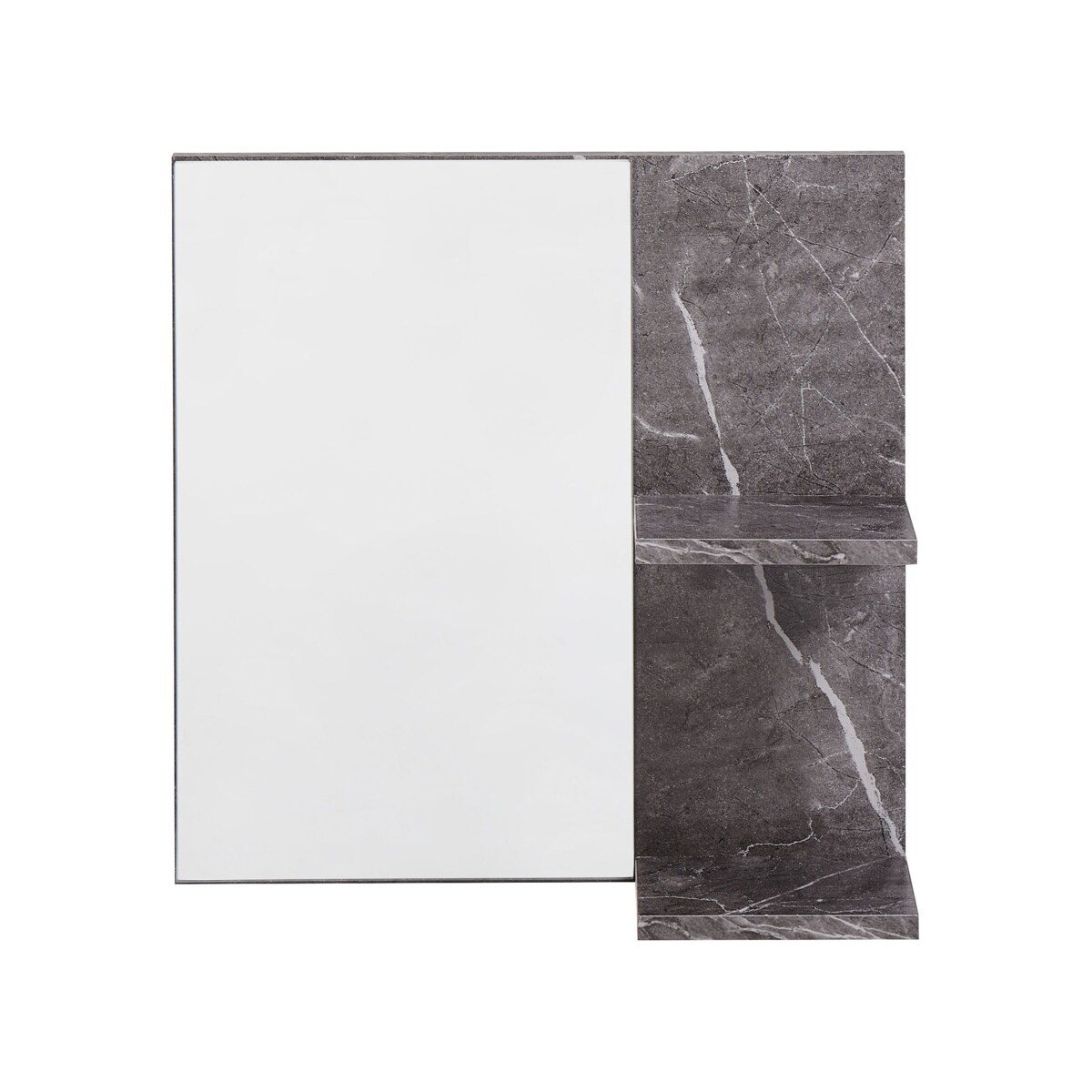 Półka łazienkowa wisząca z lustrem efekt marmuru czarna PELOTAS