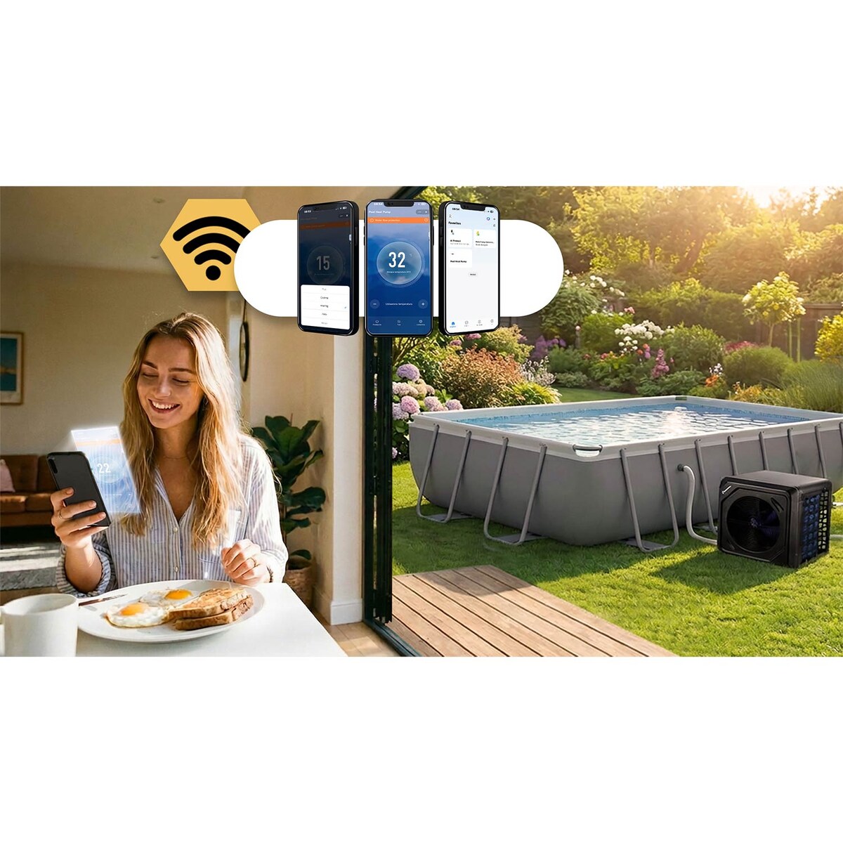 Pompa ciepła Humberg HM-911 do basenu podgrzewacz wody 3 kW oszczędny