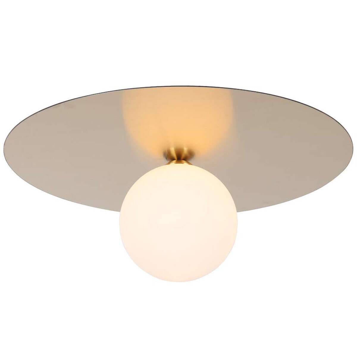 Plafon LAMPA sufitowa SPOLETTO PLF-201923-1 Italux metalowa OPRAWA okrągła szklana kula ball złota biała