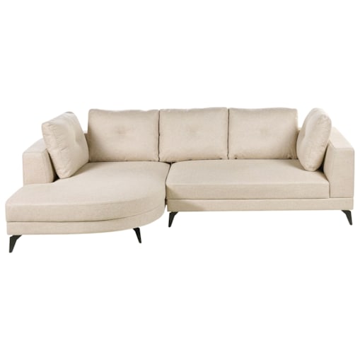 Narożnik dla 3 osób MARUM Len syntetyczny Jasnobeżowy Prawostronny