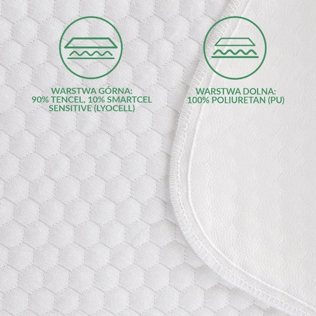Ochraniacz na materac wodoodporny, rozmiar 140x200 pikowany SOFT-TOUCH kolor biały