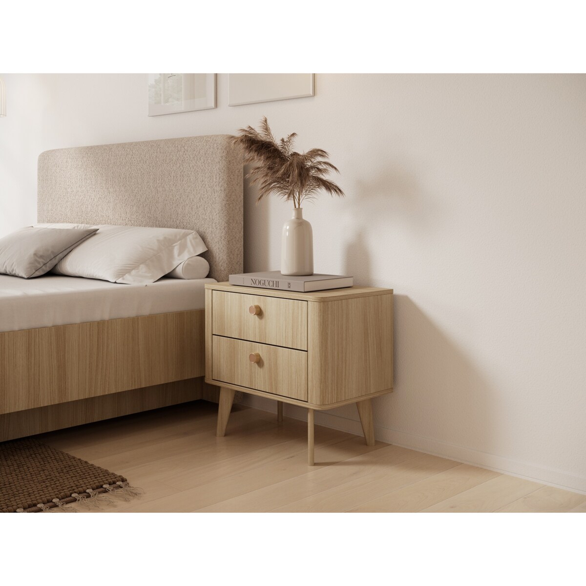 Szafka nocna KIKI 2S na drewnianych nóżkach