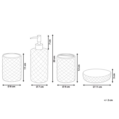 4-częściowy zestaw akcesoriów łazienkowych przeroczysty TAPIA