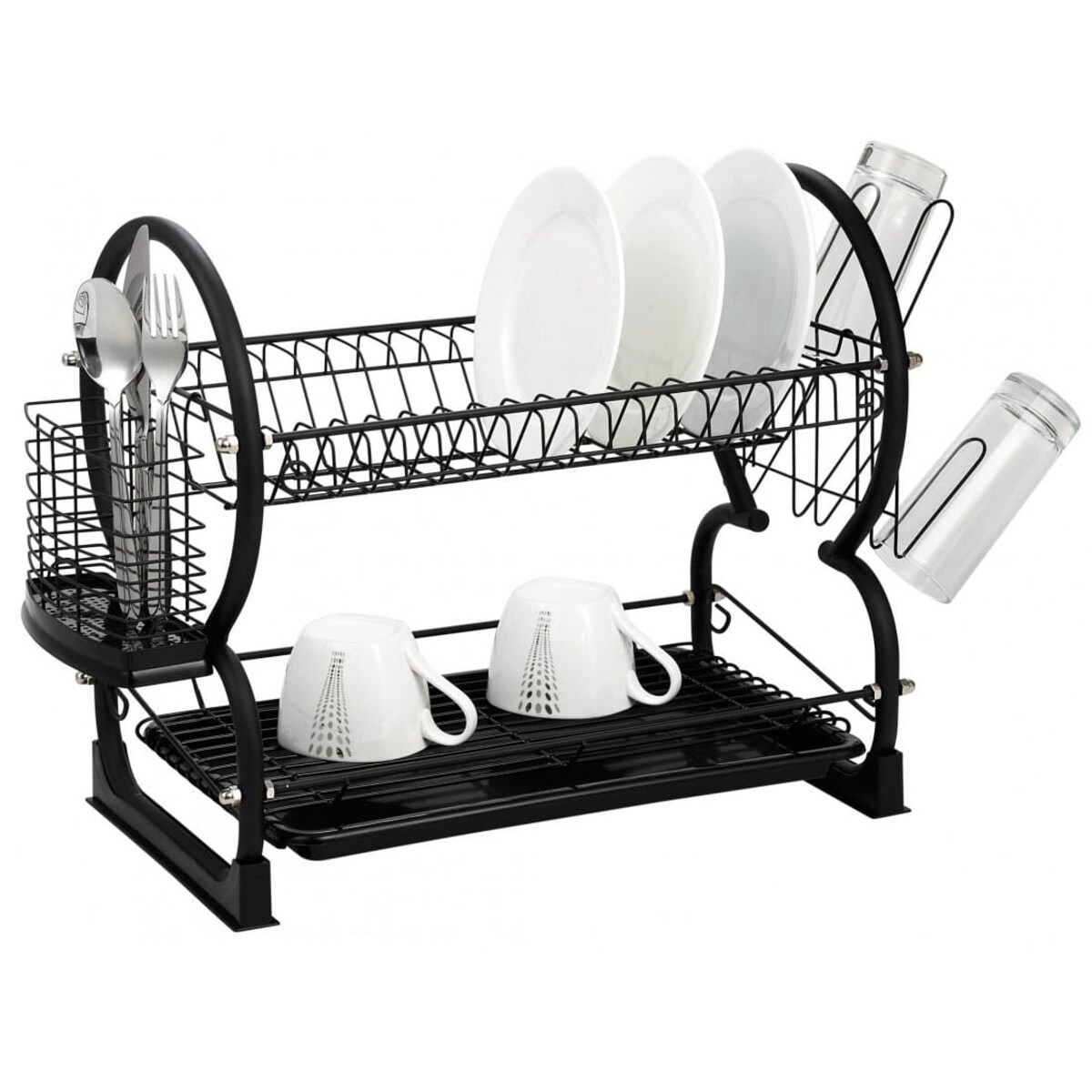 Suszarka do naczyń dwupoziomowa czarna 56x25x38cm KINGHOFF