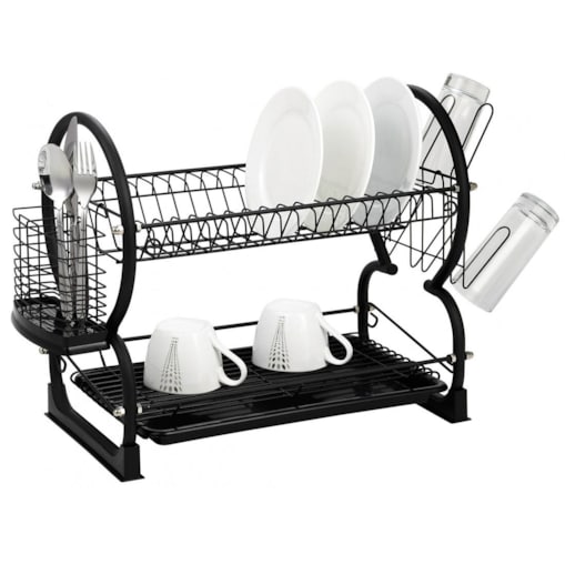 Suszarka do naczyń dwupoziomowa czarna 56x25x38cm KINGHOFF