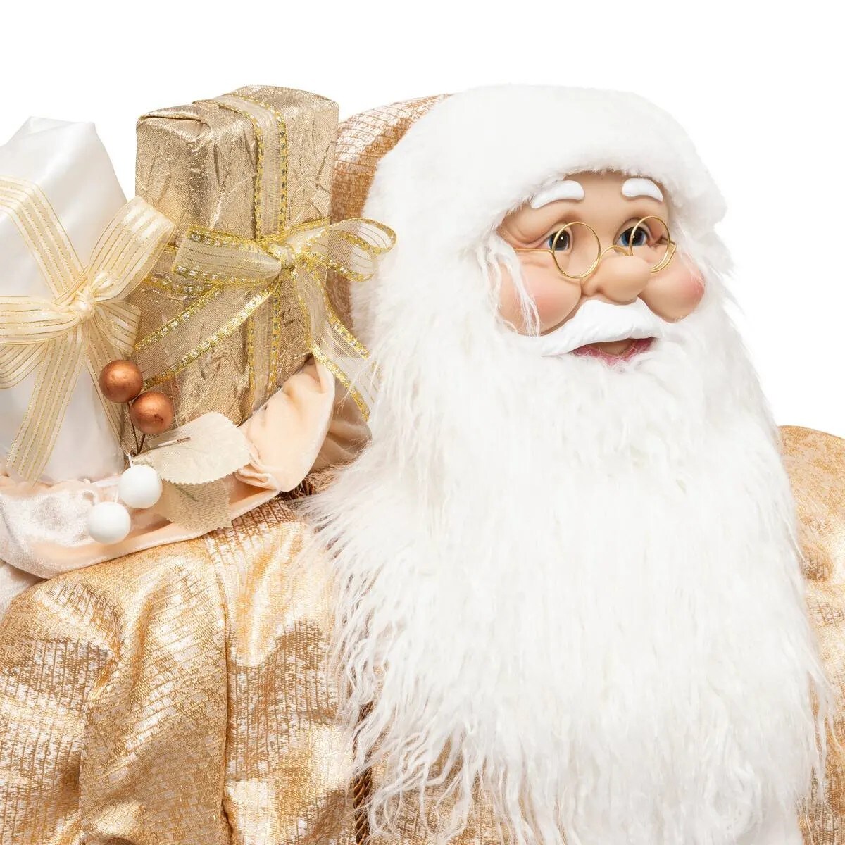 Figurka z materiału Święty Mikołaj w złotym ubranku 120 cm