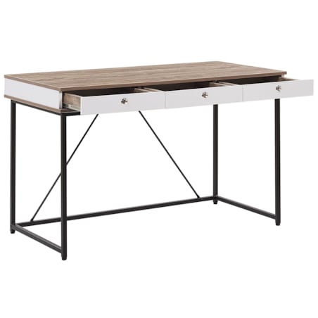 Biurko z szufladami 120 x 60 cm jasne drewno z czarnym HINTON