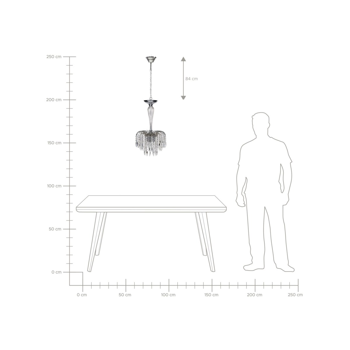 Żyrandol metalowy srebrny ORARA