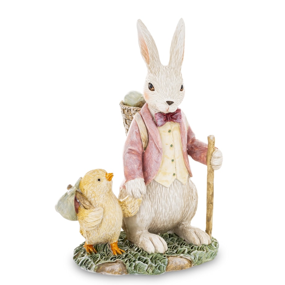 Dekoracja - Królik i kurczaczek wędrowiec 15x10x7 cm FANTI