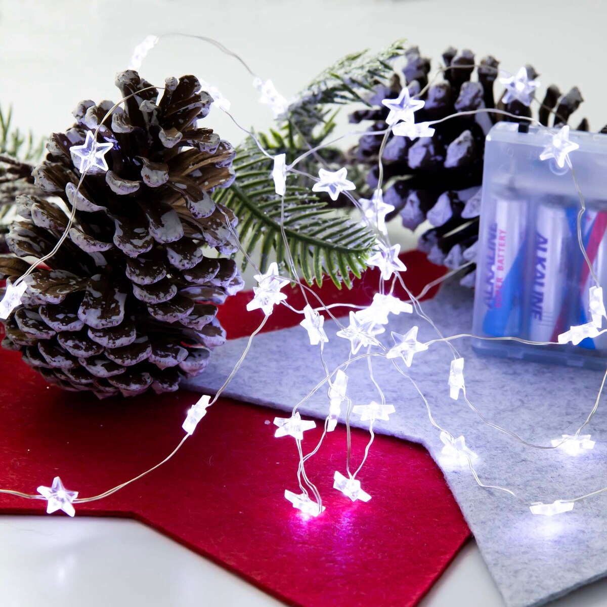 Lampki Druciki Gwiazdki 40 Led Zimne Na Baterie