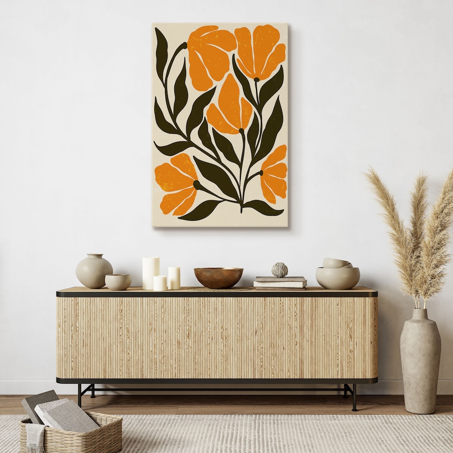 Obraz Pomarańczowe Egzotyczne Kwiaty 80x120cm