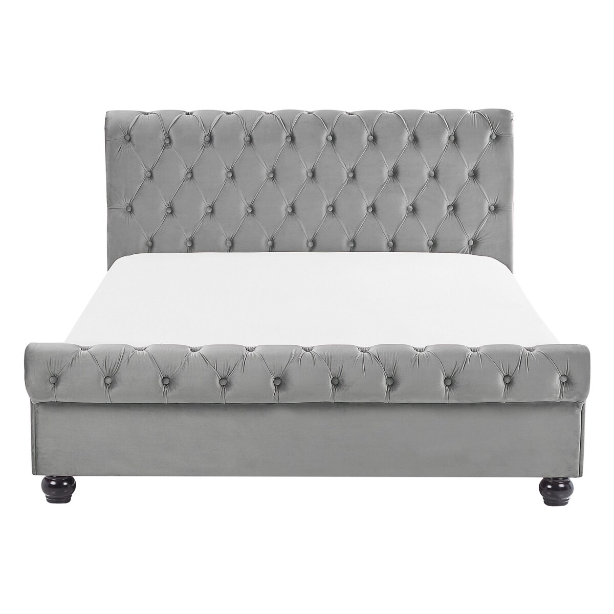 Łóżko welurowe 140 x 200 cm szare AVALLON