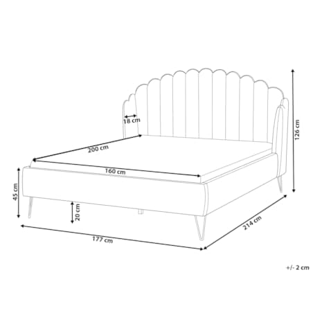 Łóżko welurowe 160 x 200 cm szare AMBILLOU