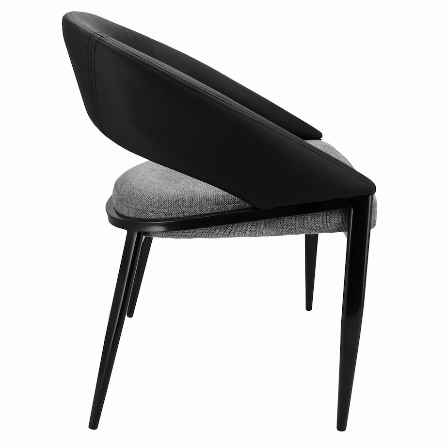 Krzesło welurowe plecione BERGAMO czarno-szare