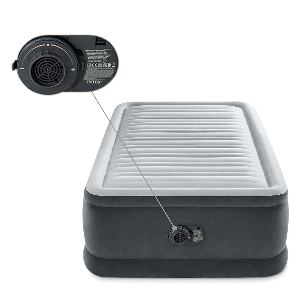 Materac dmuchany welurowy Intex 64412ND z pompką 230V