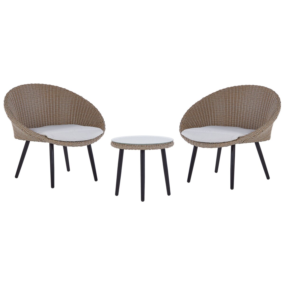 Zestaw mebli balkonowych z poduszkami ORTIGIA Technorattan Jasnobeżowy Beżowy