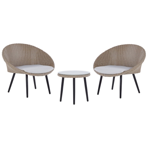 Zestaw mebli balkonowych z poduszkami ORTIGIA Technorattan Jasnobeżowy Beżowy