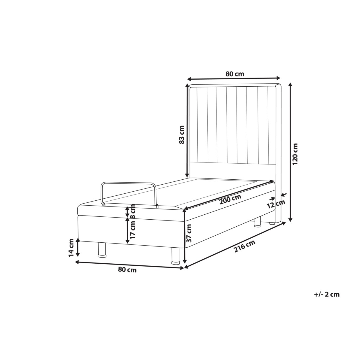 Łóżko regulowane Boucle DUKE II 80 x 200 cm Złamana biel