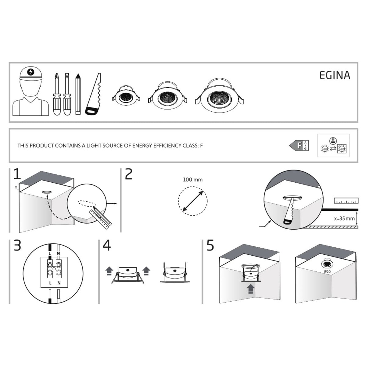 Lampa z klipsem podtynkowa Egina 10554 Nowodvorski LED 10W 4000K czarna