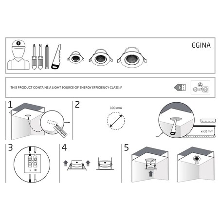 Lampa z klipsem podtynkowa Egina 10554 Nowodvorski LED 10W 4000K czarna