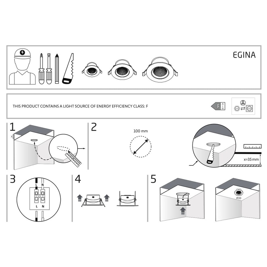 Lampa z klipsem podtynkowa Egina 10554 Nowodvorski LED 10W 4000K czarna