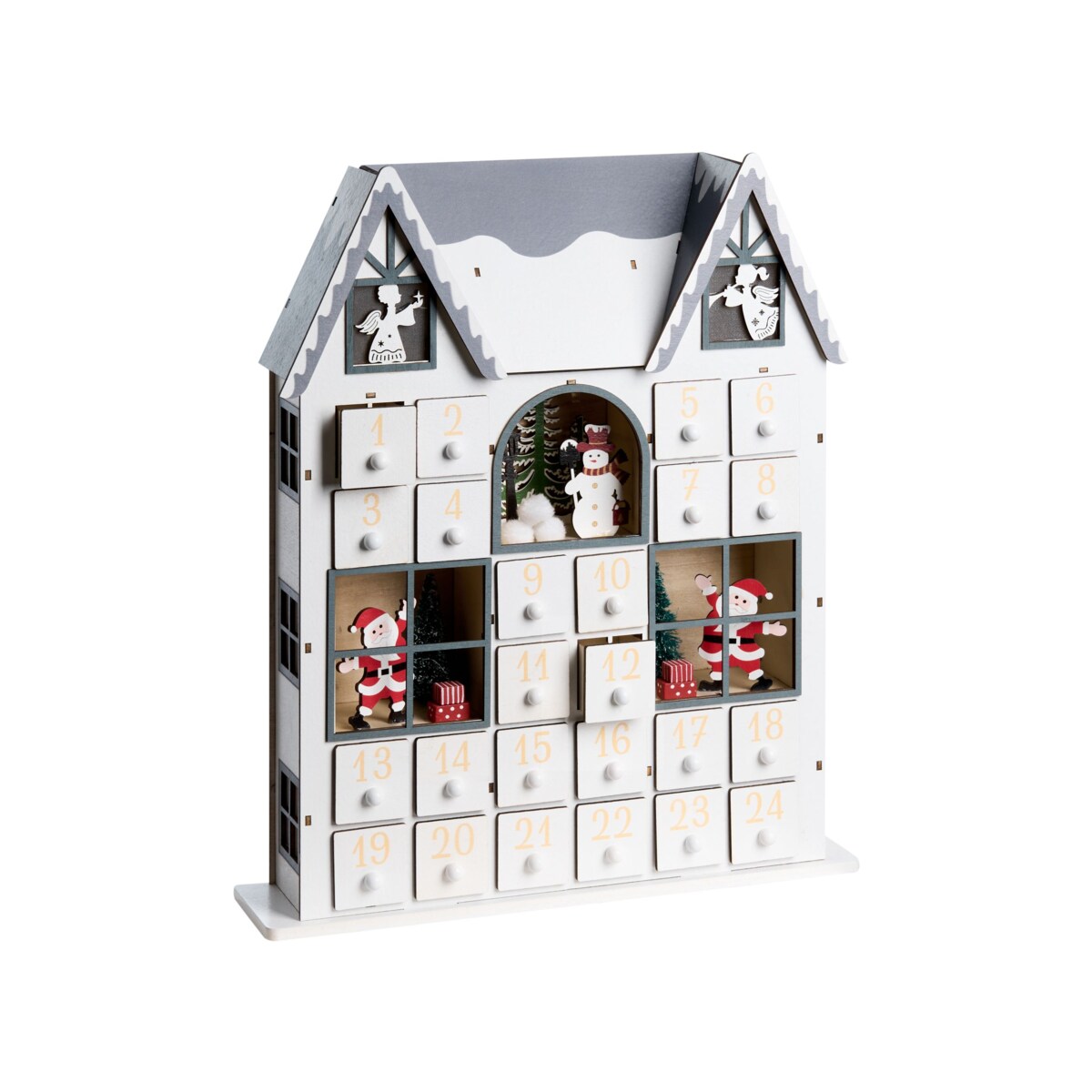 Dekoracja świąteczna LED FEMUND Kalendarz adwentowy 40 cm Biały