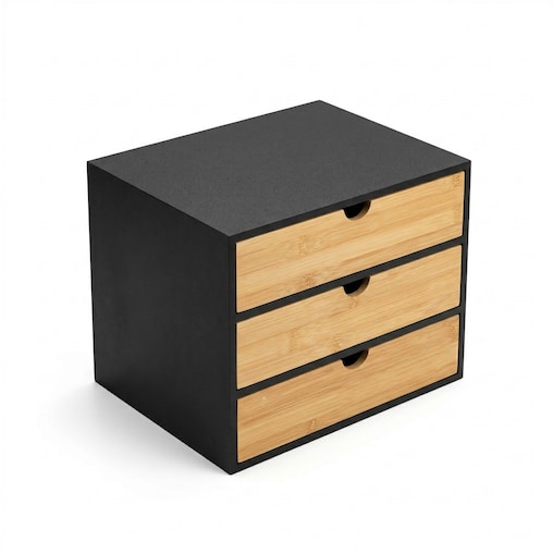 Bambusowy organizer biurowy z szufladkami HEGO, 25 cm