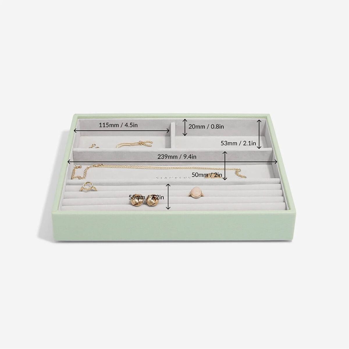Szkatułka na biżuterię Stackers 4 komorowa classic zieleń szałwiowa