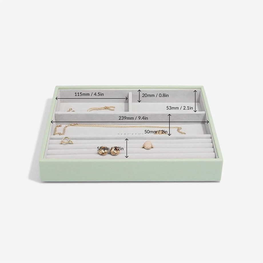 Szkatułka na biżuterię Stackers 4 komorowa classic zieleń szałwiowa