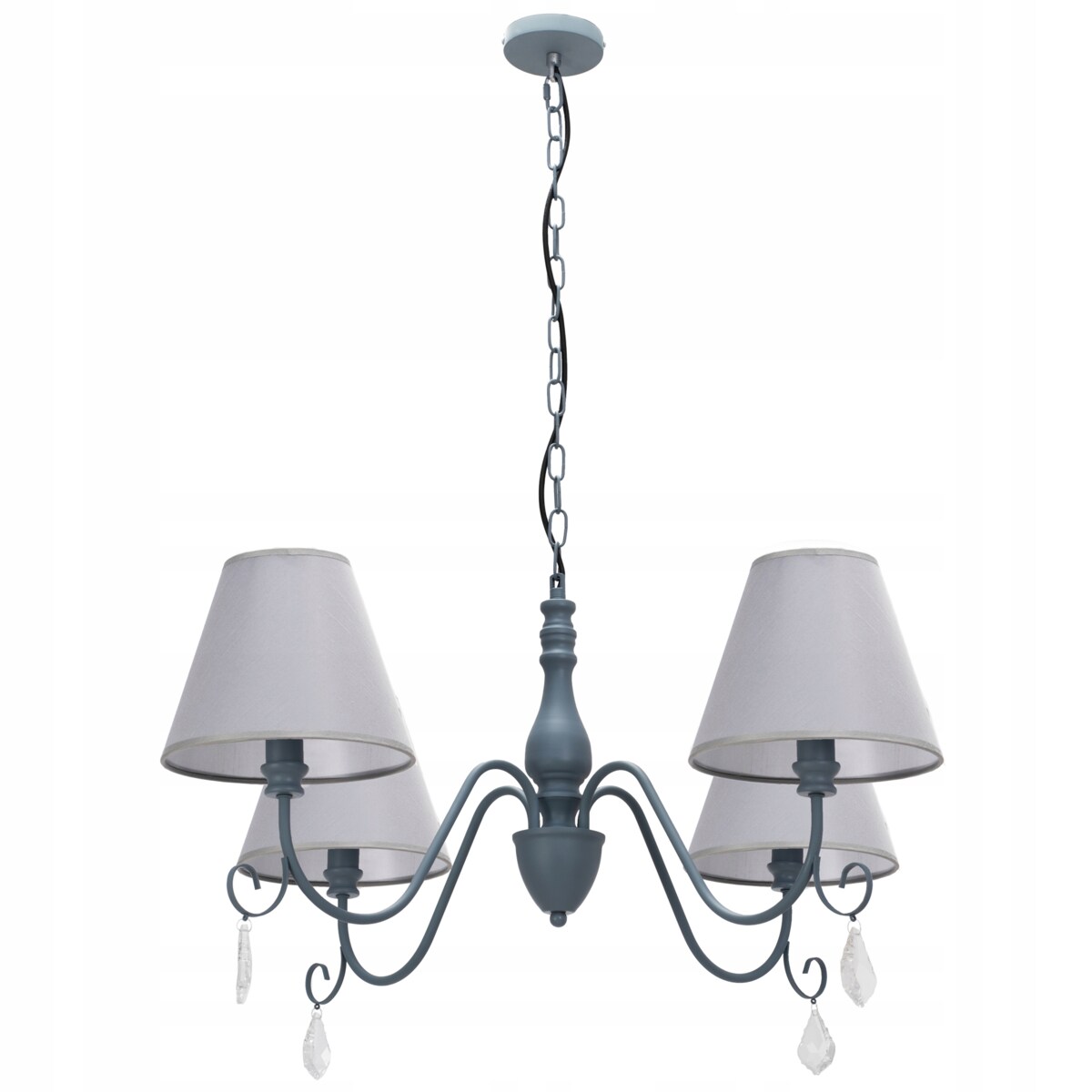 Lampa Sufitowa Wisząca Metal Kryształ Szara Grey