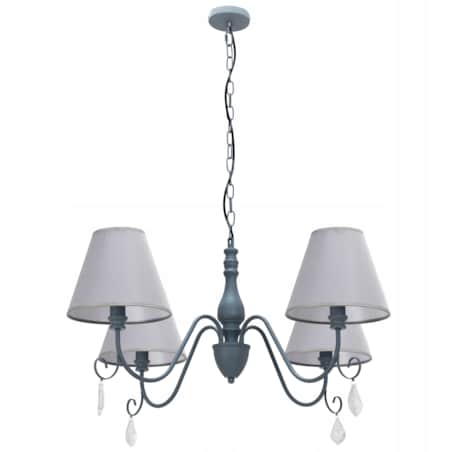 Lampa Sufitowa Wisząca Metal Kryształ Szara Grey