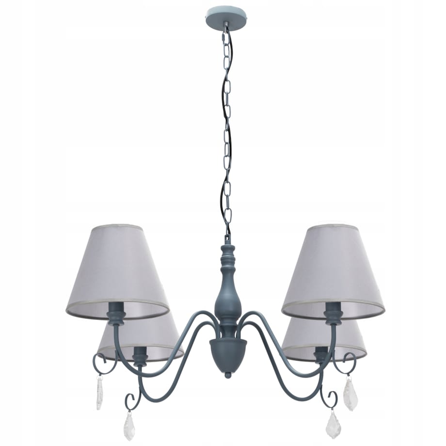 Lampa Sufitowa Wisząca Metal Kryształ Szara Grey