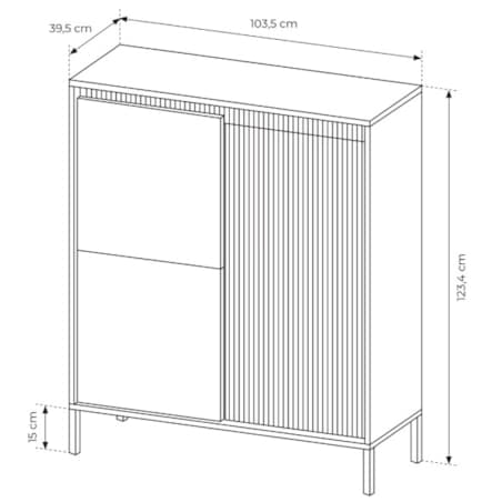 Komoda Wysoka 3D ENSO ryflowana, beżowa