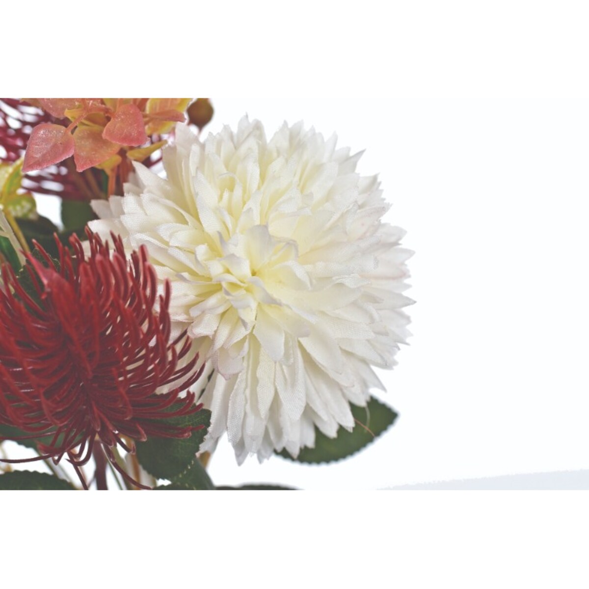 Jesienny Bukiecik Kwiatów Z Ozdobami Wys. 32Cm Biało-Bord