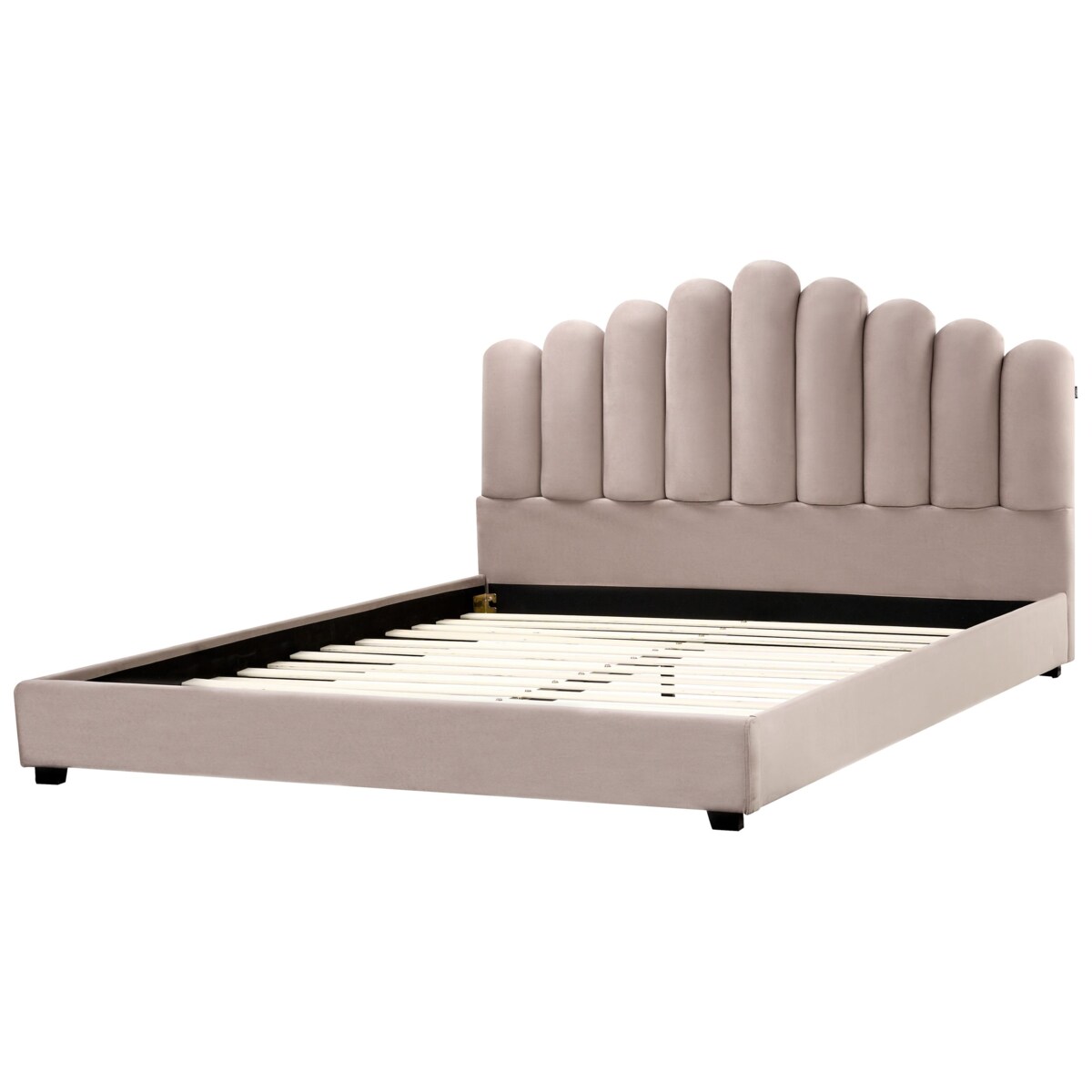 Łóżko Welur VINCENNES 180 x 200 cm Beżowoszary