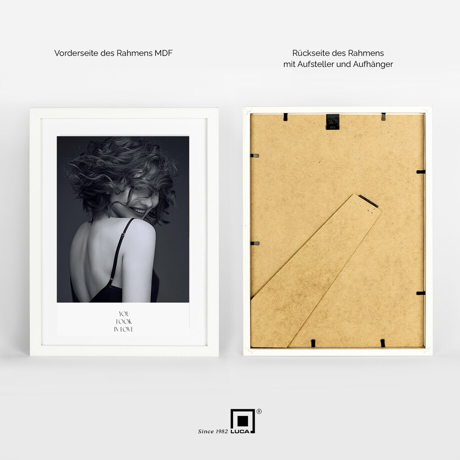 Biała ramka na zdjęcia 20x30 cm rama MDF z plexi klasyczna ramka zawieszka stopka