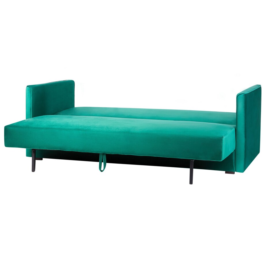 Sofa rozkładana welurowa zielona EKSJO