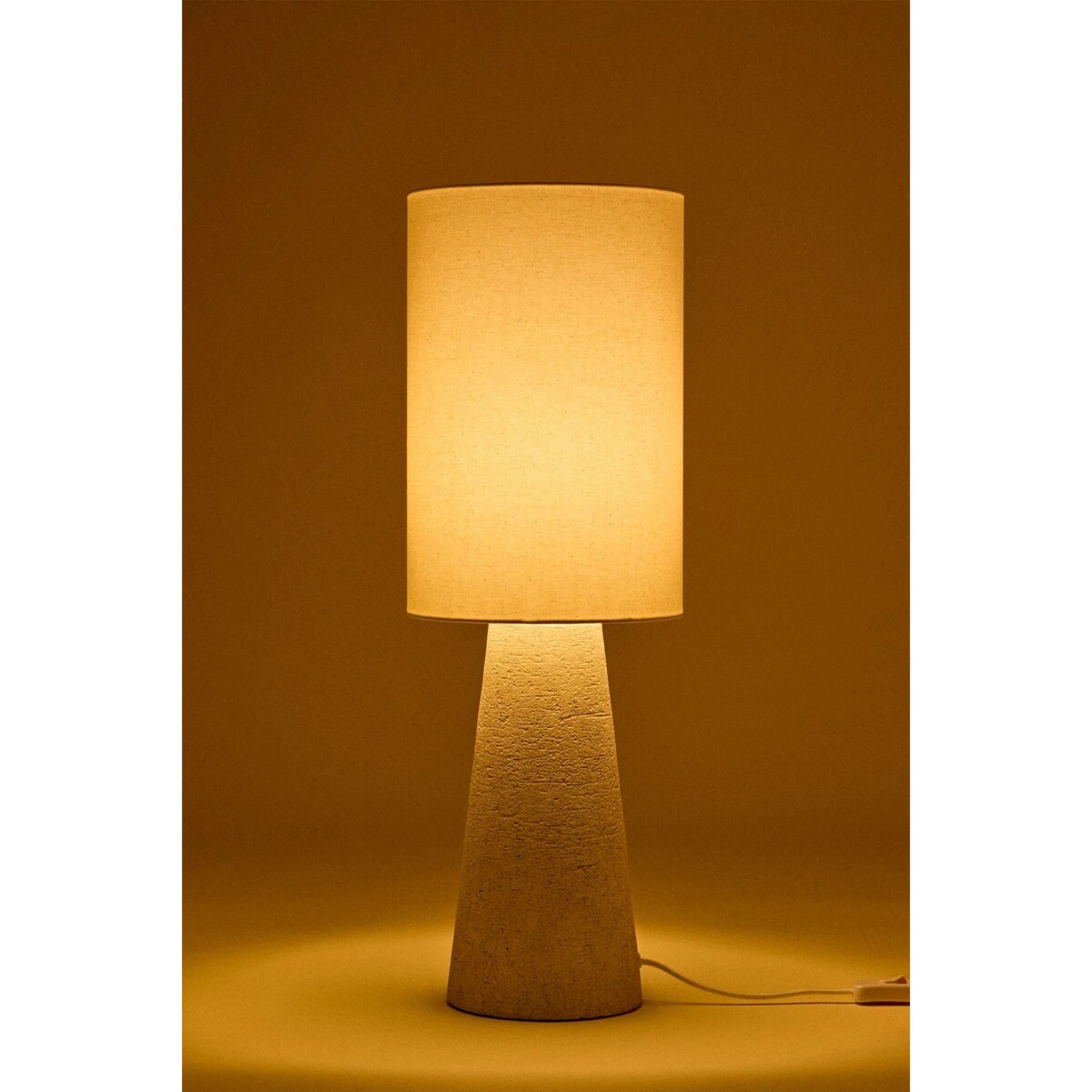 Lampa stołowa z lnu i włókna szklanego Loana, brudna biel