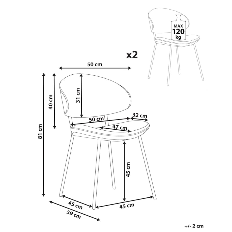 Krzesło do jadalni Zestaw 2 Tkanina Ciemnoniebieski KIANA