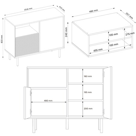 KONSIMO LOFTY Komoda w stylu loft na wysokich nóżkach