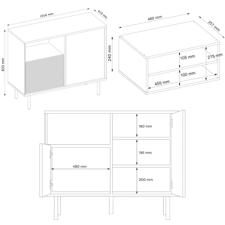 KONSIMO LOFTY Komoda w stylu loft na wysokich nóżkach